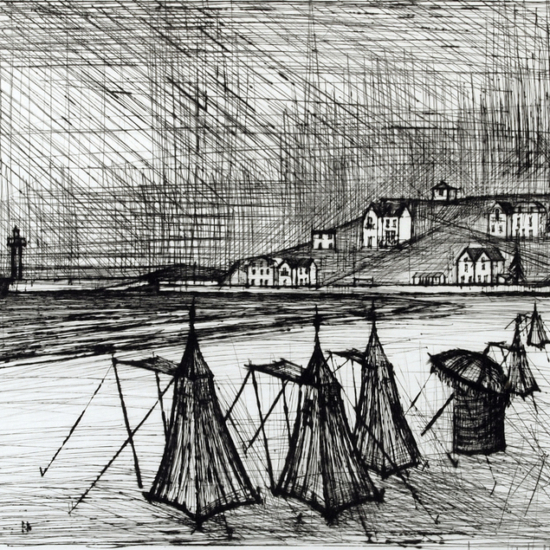 ベルナール・ビュッフェの絵画作品　タイトルは、海岸